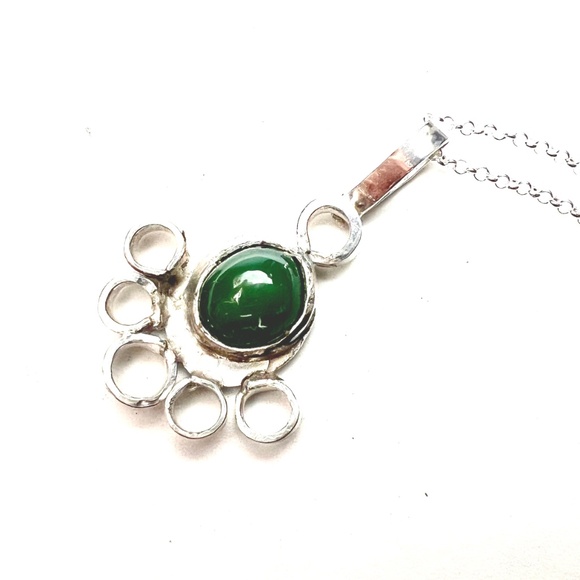 Handmade Natural British Columbia Jade Pendant Sterling Silver - Picture 3 of 6